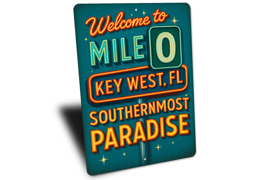 Welcome To Mile 0 Key West Florida Retro Neon Sign