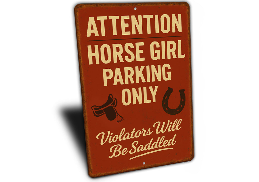 Horse Girl Reserved Parking Cowgirl Equestrian Rustic Sign