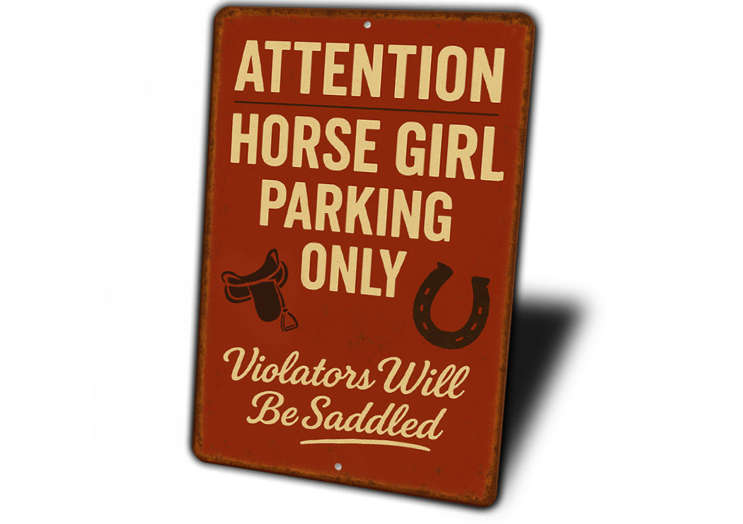Horse Girl Reserved Parking Cowgirl Equestrian Rustic Sign