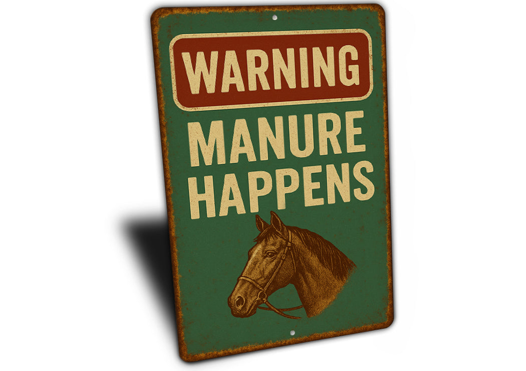 Warning Manure Happens Horse Rustic Ranch Sign