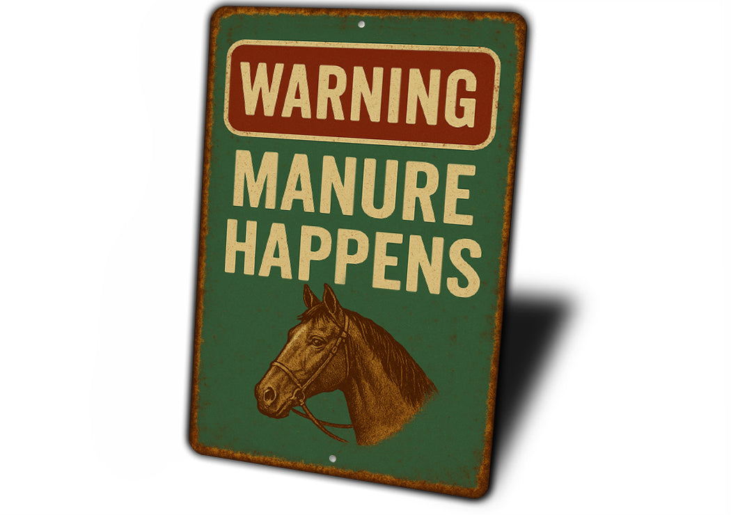 Warning Manure Happens Horse Rustic Ranch Sign