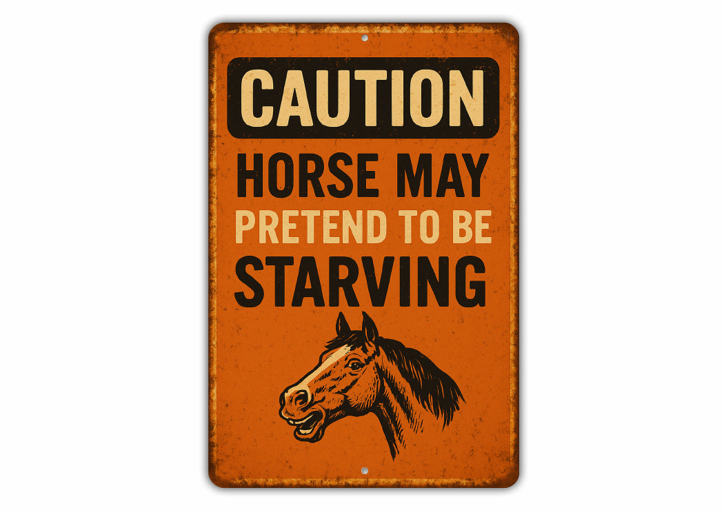 Horse May Pretend Starving Funny Horse Stall Rustic Sign