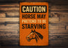 Horse May Pretend Starving Funny Horse Stall Rustic Sign