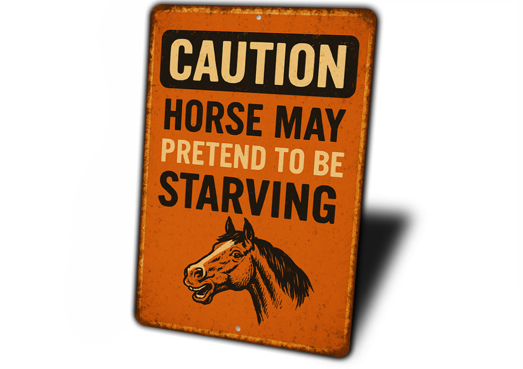 Horse May Pretend Starving Funny Horse Stall Rustic Sign