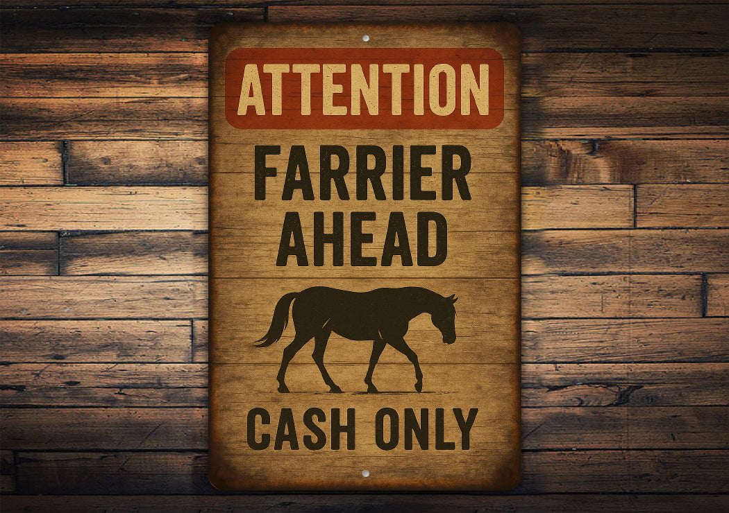 Farrier Ahead Rustic Horse Farm Sign