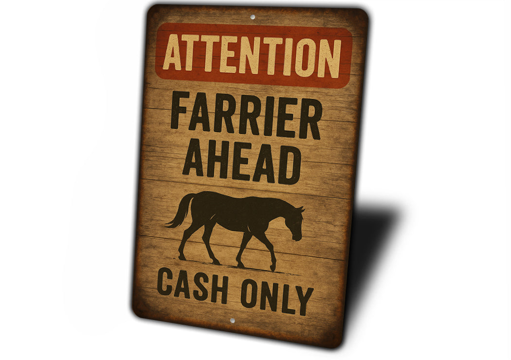 Farrier Ahead Rustic Horse Farm Sign