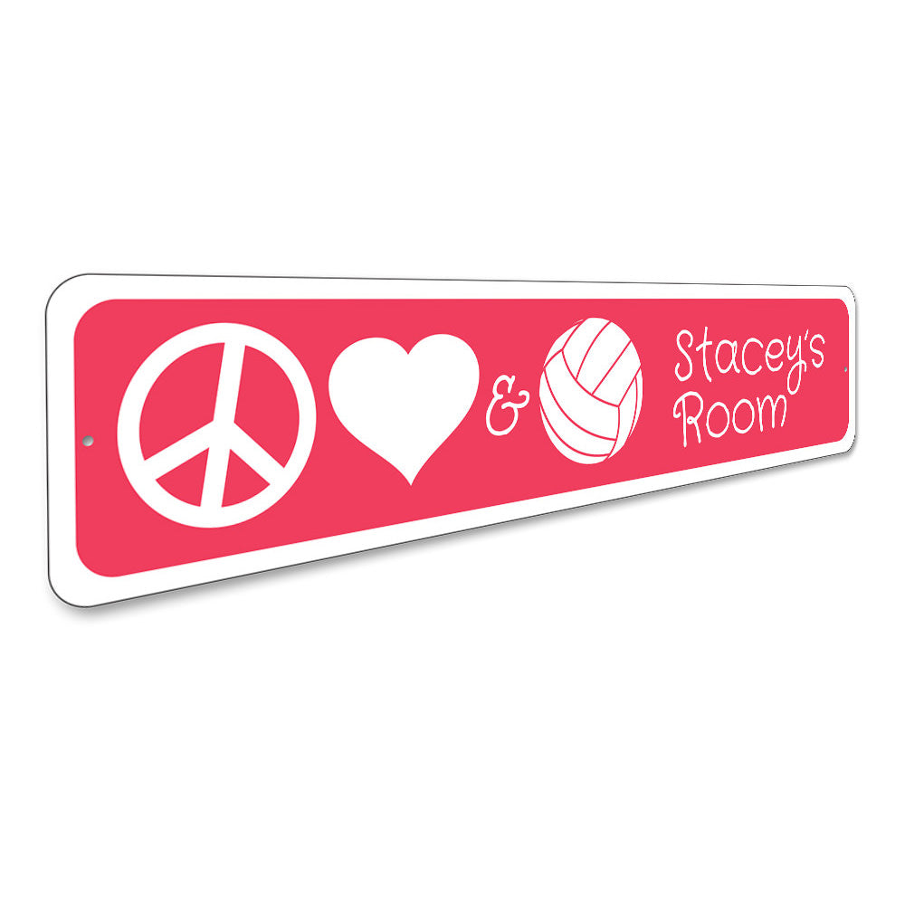 Peace Love Volleyball Sign Aluminum Sign