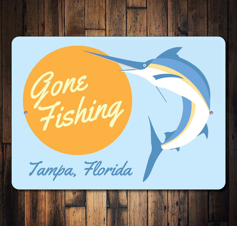 Gone Fishing Swordfish Sign