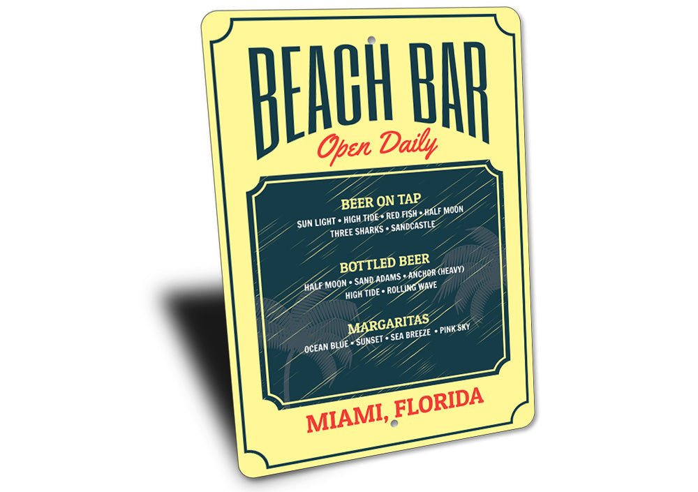 Beach Bar Menu Sign