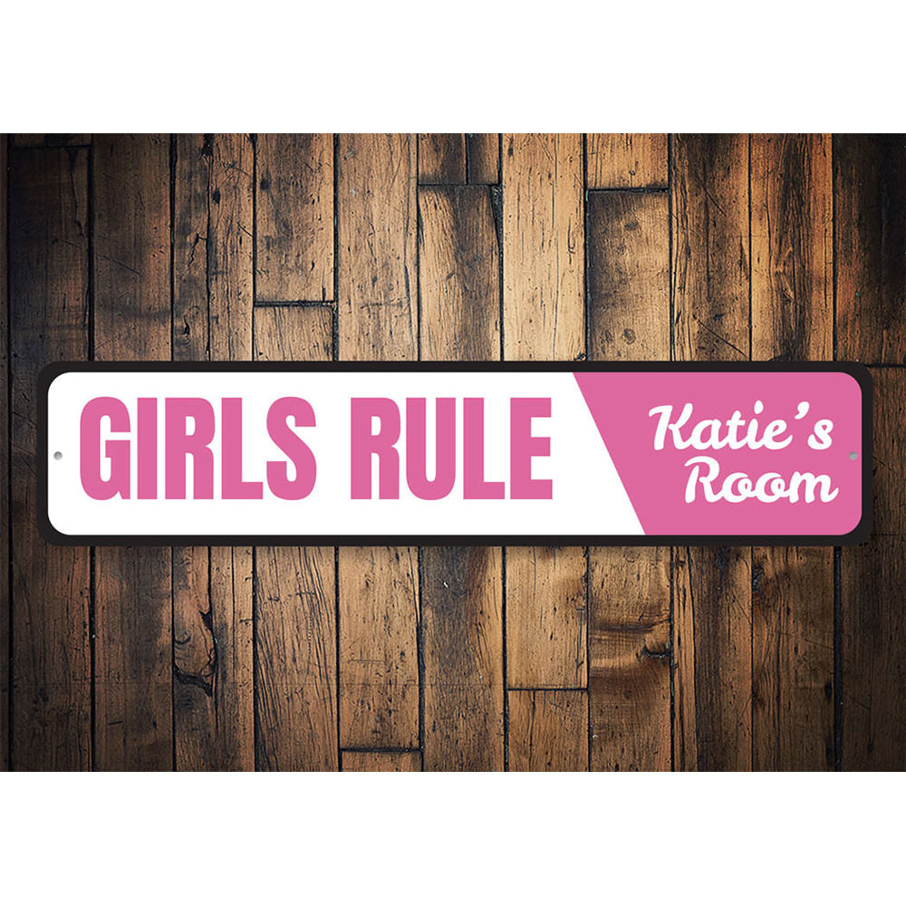Girls Rule Sign Aluminum Sign