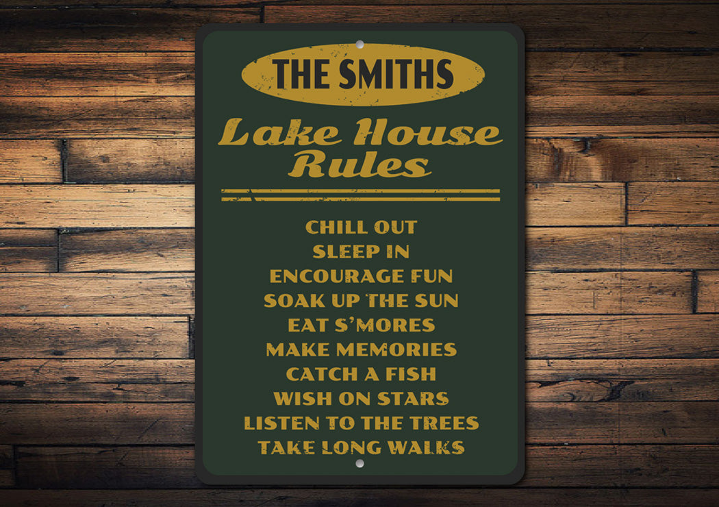 Lake House Rules Sign Aluminum Sign