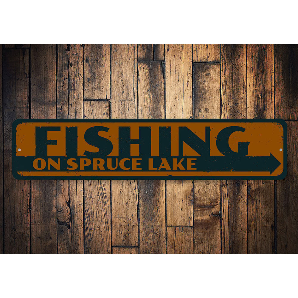 Fishing Tale Way Sign, Lake House Street Sign, Fisherman Metal Decor Sign