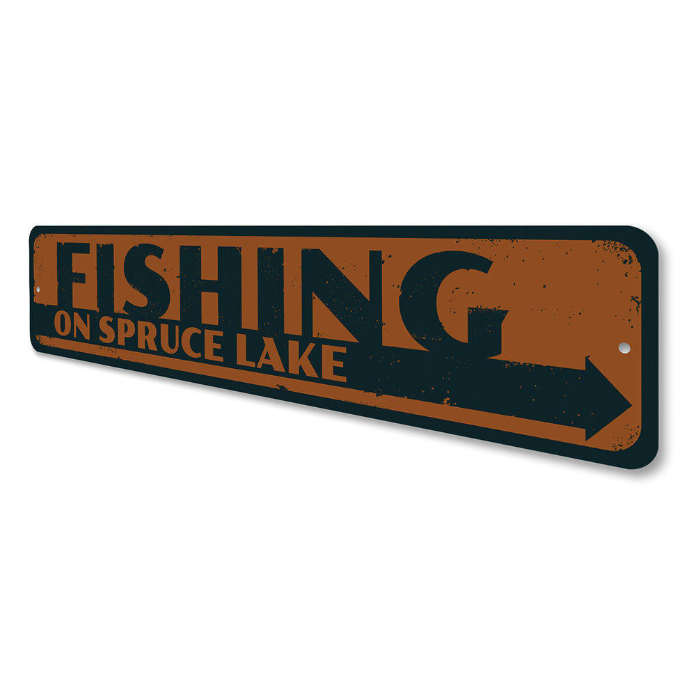 Fishing on Lake Name Sign Aluminum Sign