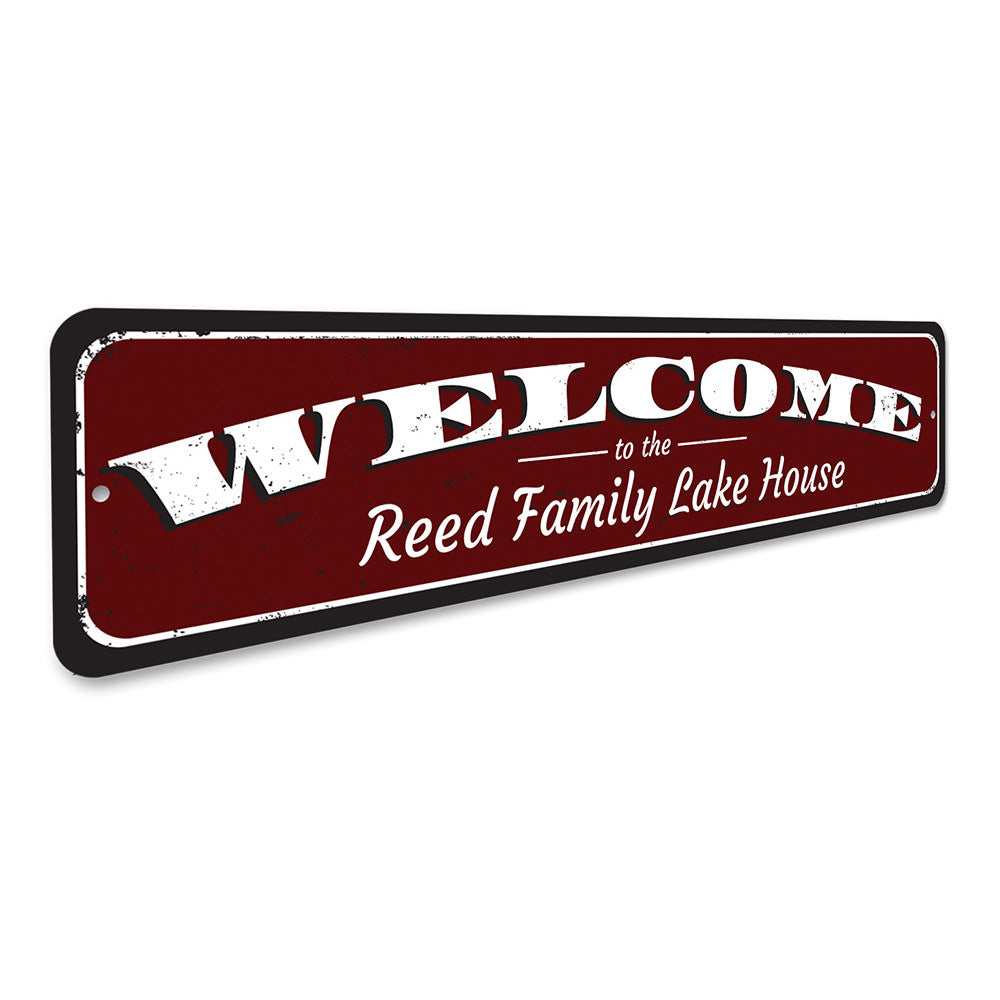 Welcome to the Family Name Lake House Sign Aluminum Sign