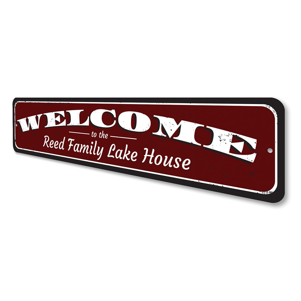 Welcome to the Family Name Lake House Sign Aluminum Sign