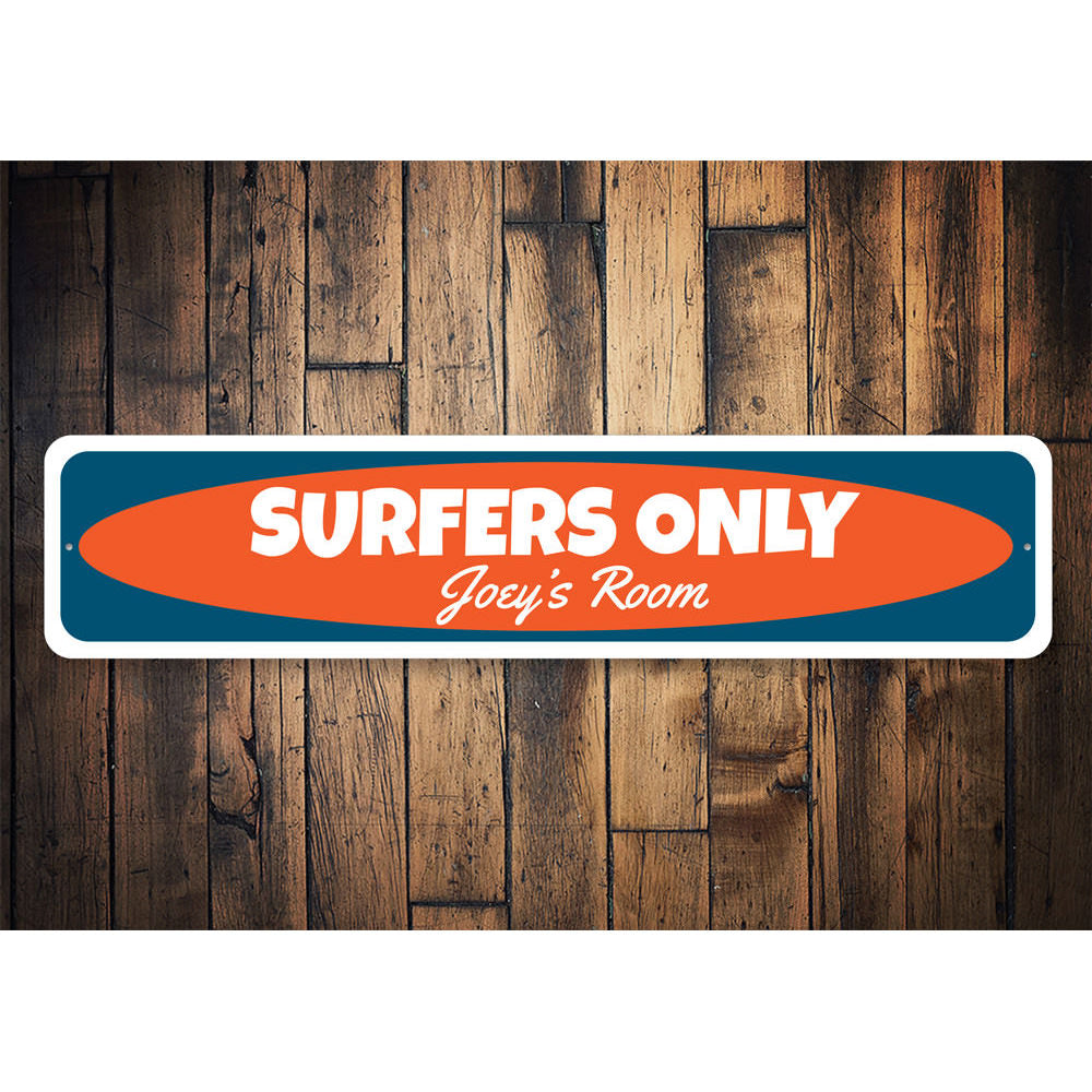 Kids Room Surfer Sign Aluminum Sign