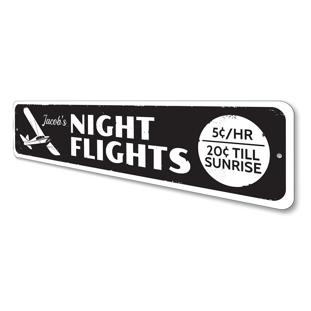 Night Flights Sign Aluminum Sign