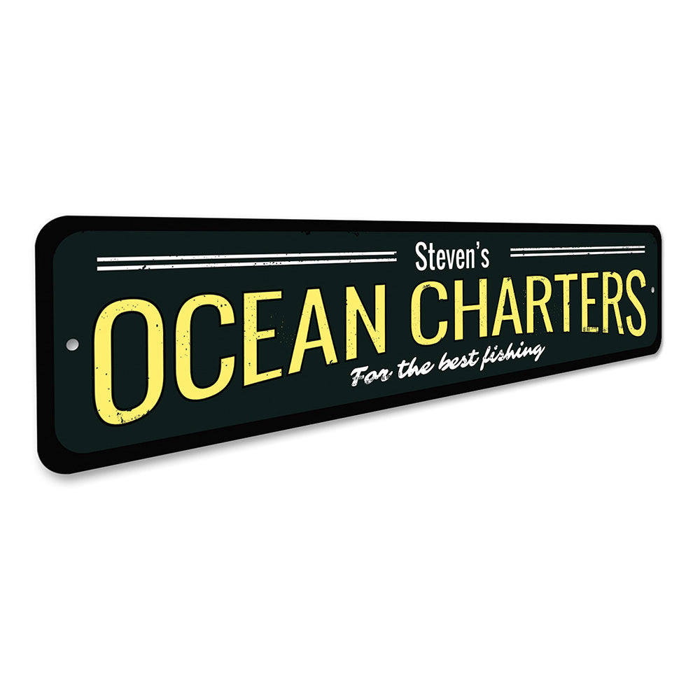 Ocean Charters Sign Aluminum Sign
