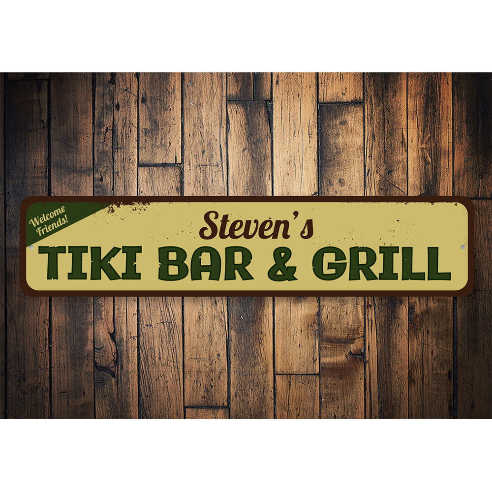 Tiki Bar & Grill Sign Aluminum Sign