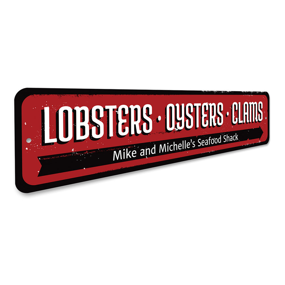 Lobsters Oysters Clams Sign Aluminum Sign
