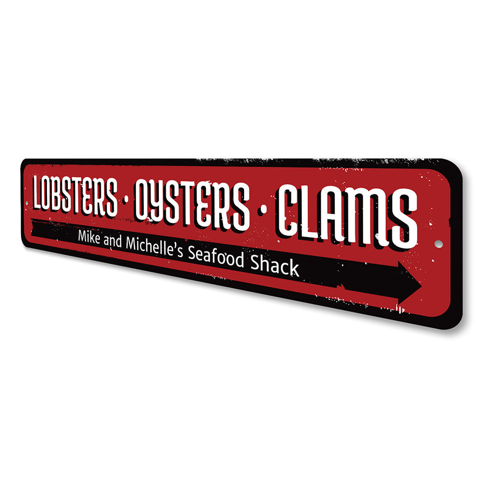 Lobsters Oysters Clams Sign Aluminum Sign
