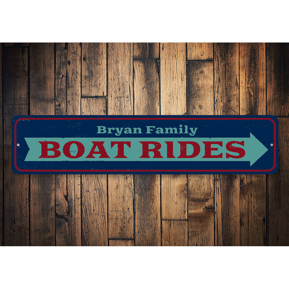 Boat Rides Arrow Sign Aluminum Sign