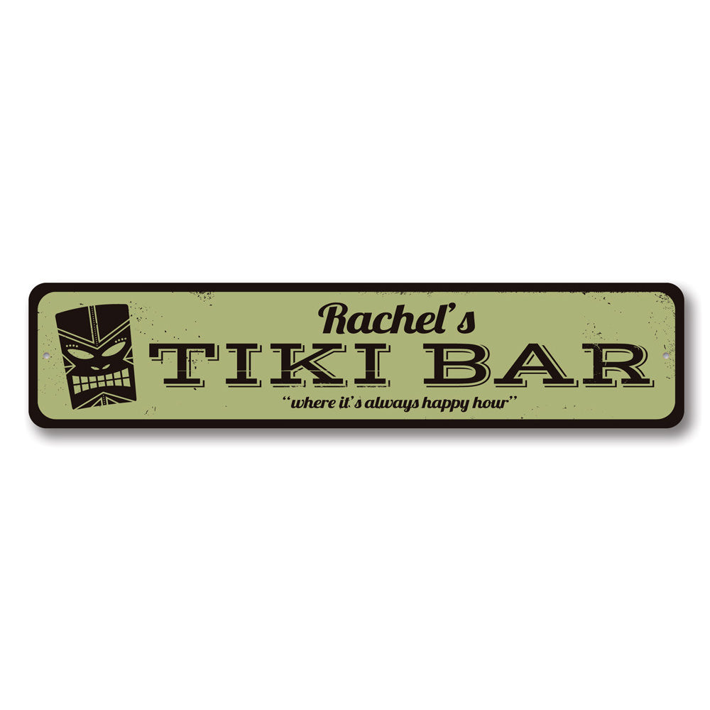 Happy Hour Tiki Bar Sign Aluminum Sign