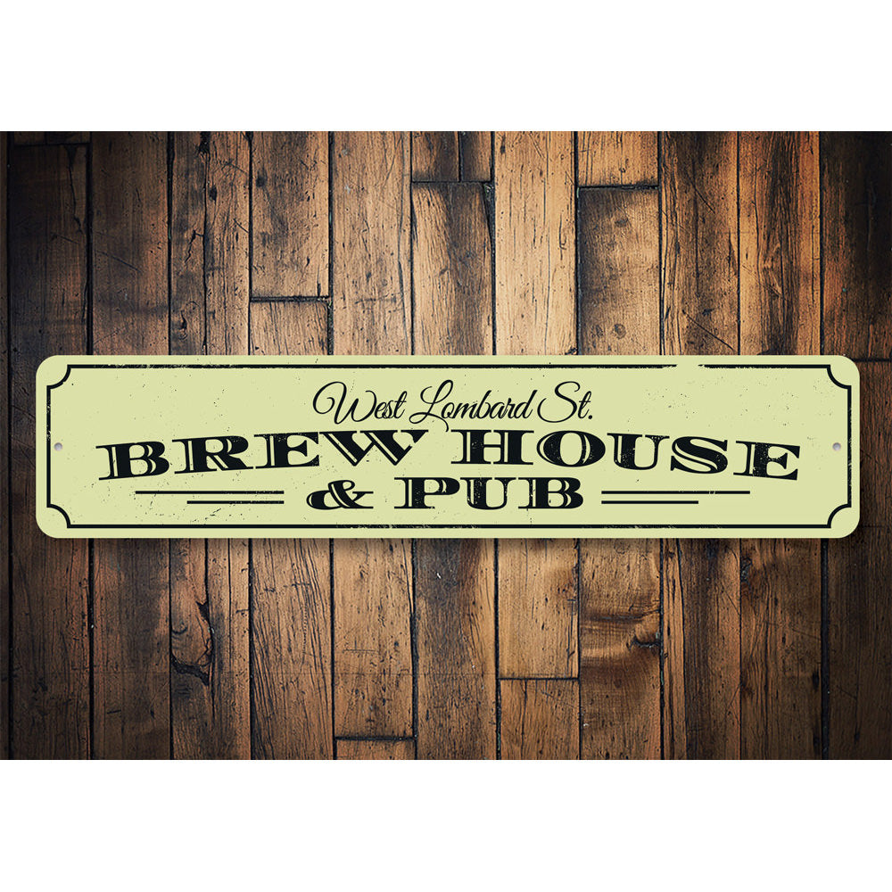 Pub & Brewhouse Address Sign Aluminum Sign