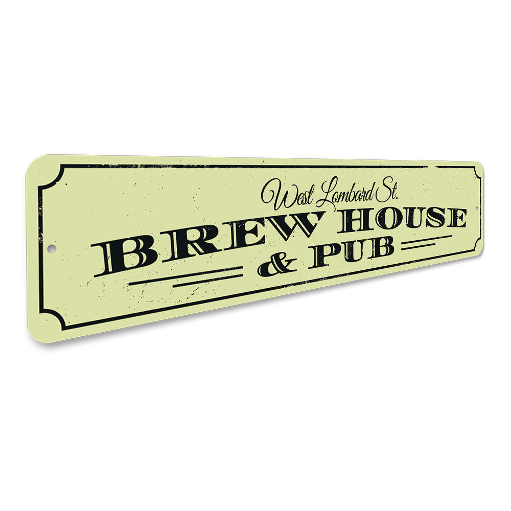 Pub & Brewhouse Address Sign Aluminum Sign