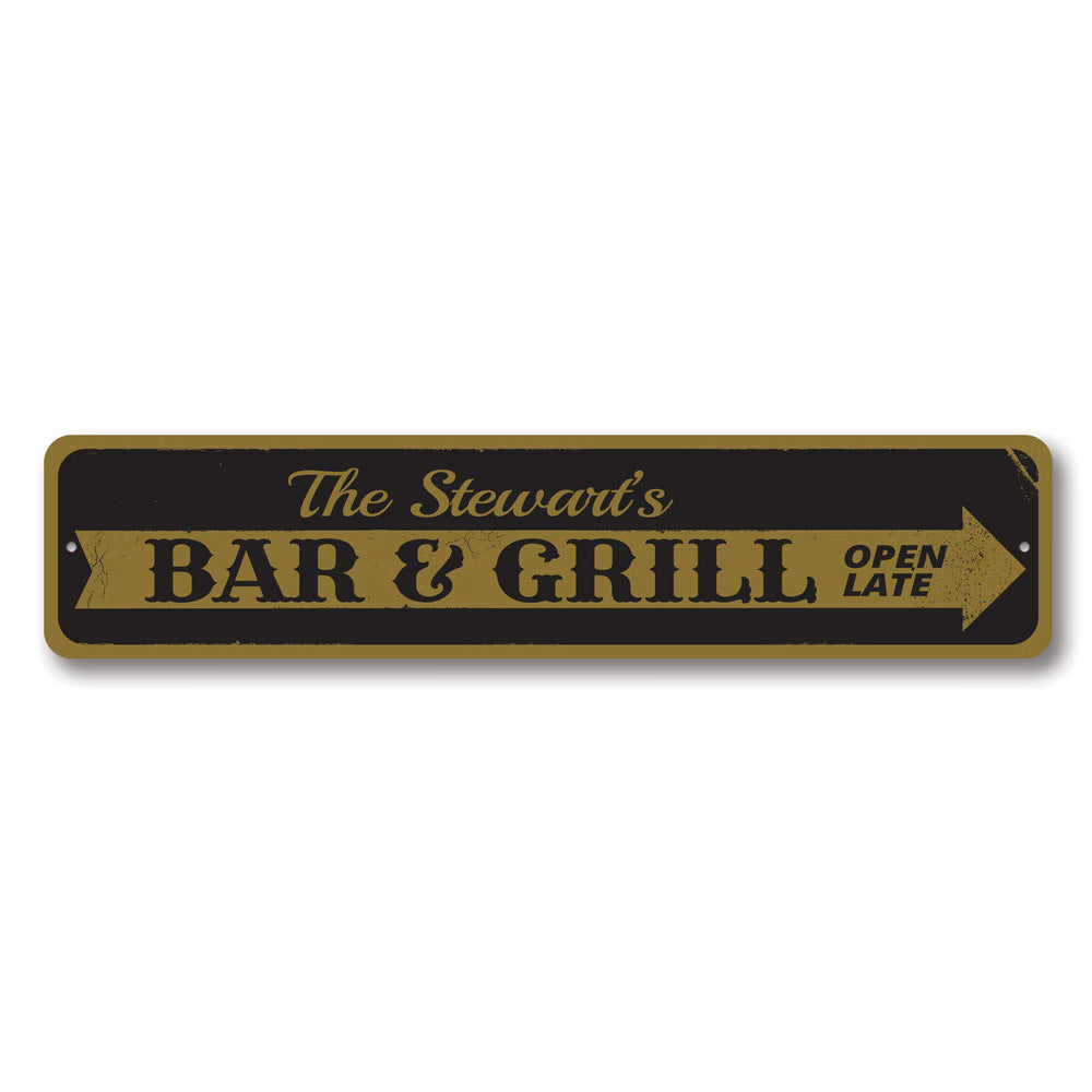 Bar & Grill Arrow Sign Aluminum Sign