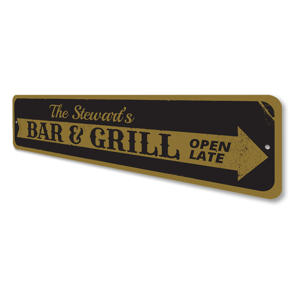 Bar & Grill Arrow Sign Aluminum Sign