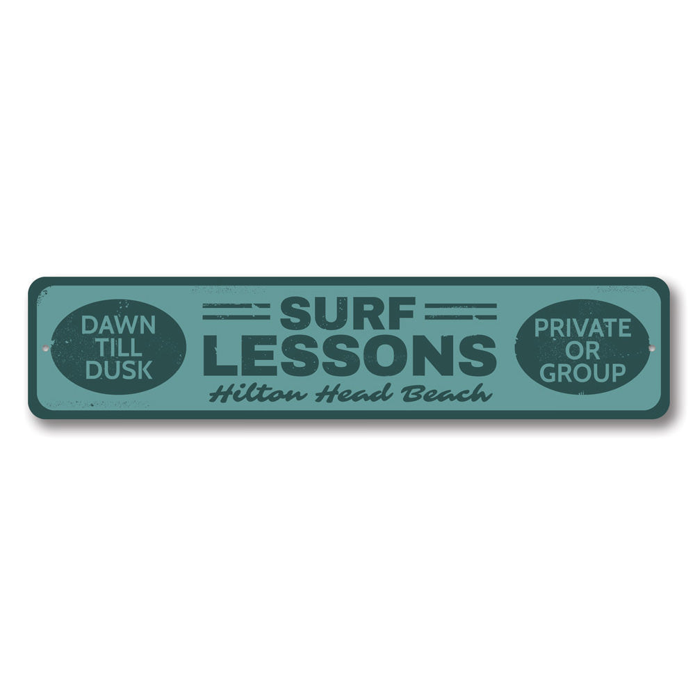 Surf Lessons Sign Aluminum Sign