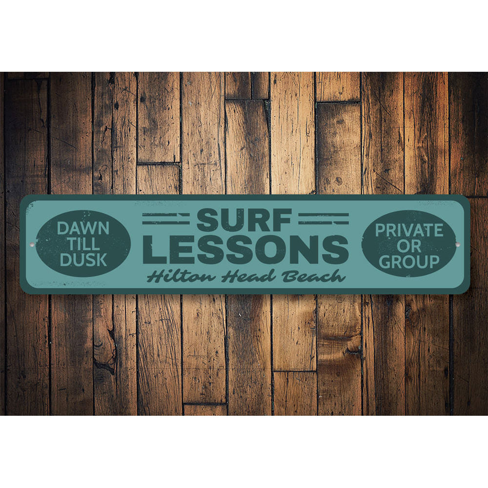 Surf Lessons Sign Aluminum Sign