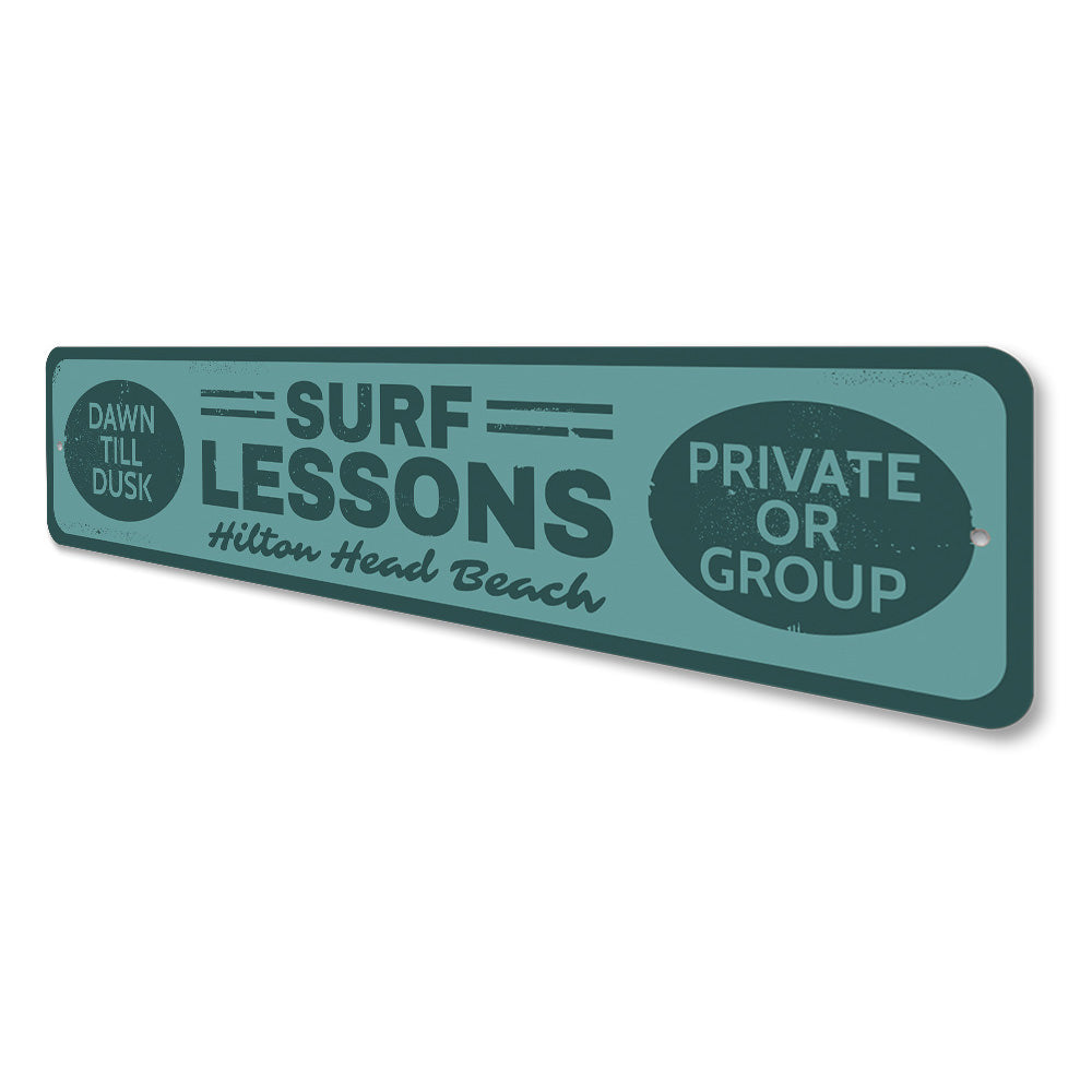 Surf Lessons Sign Aluminum Sign