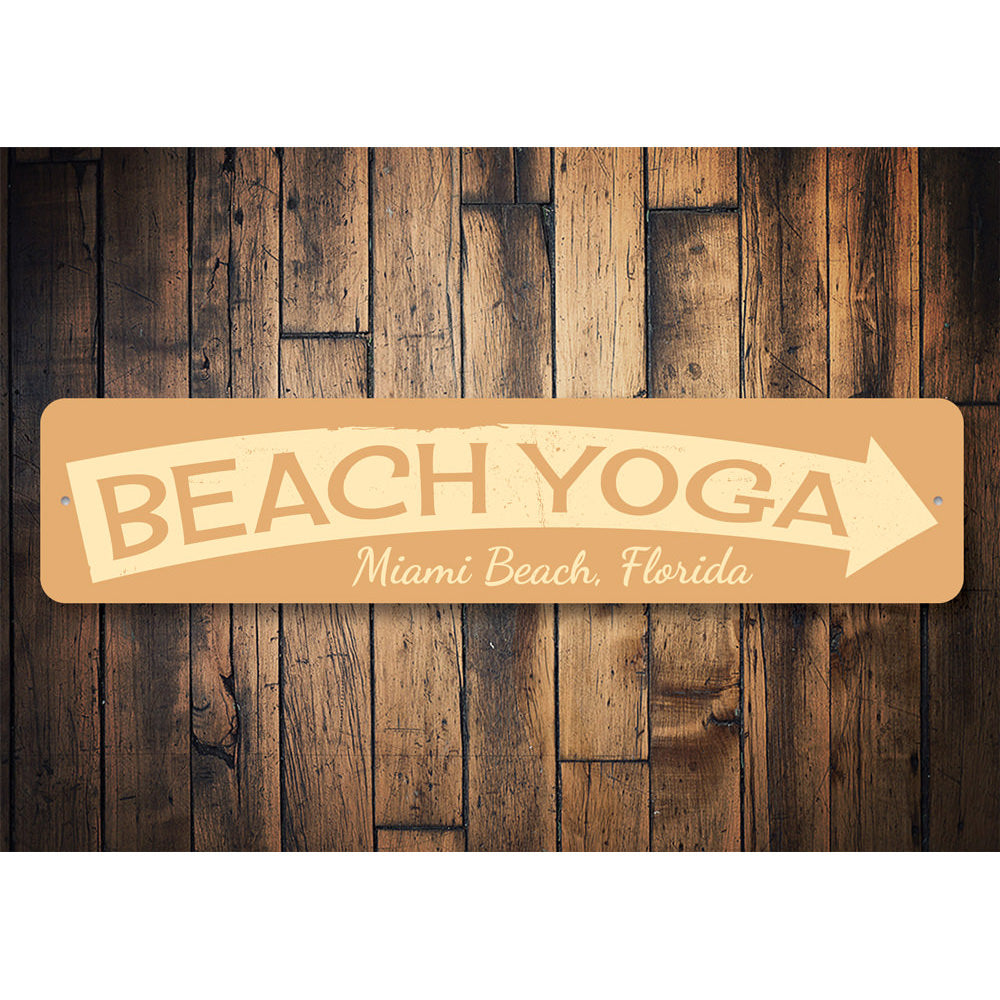 Beach Yoga Sign Aluminum Sign