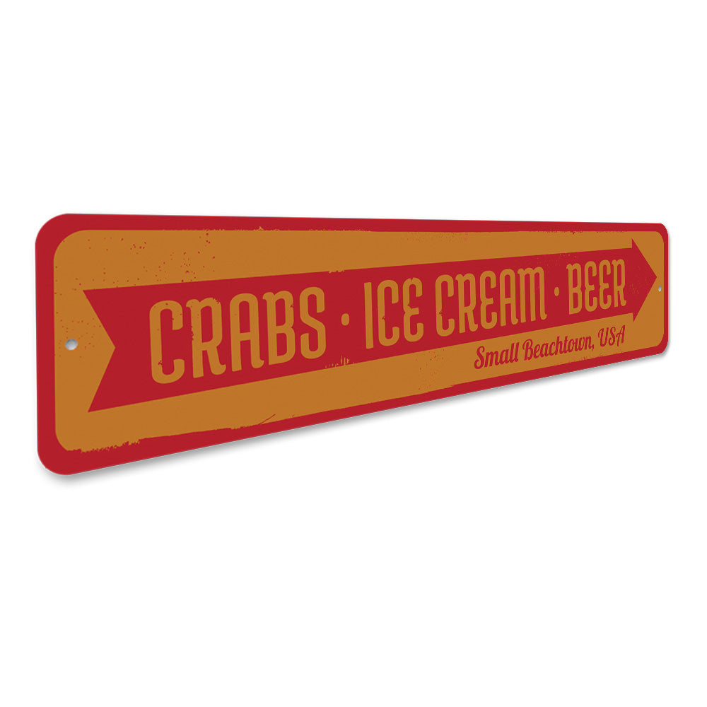 Crabs Ice Cream Beer Sign Aluminum Sign