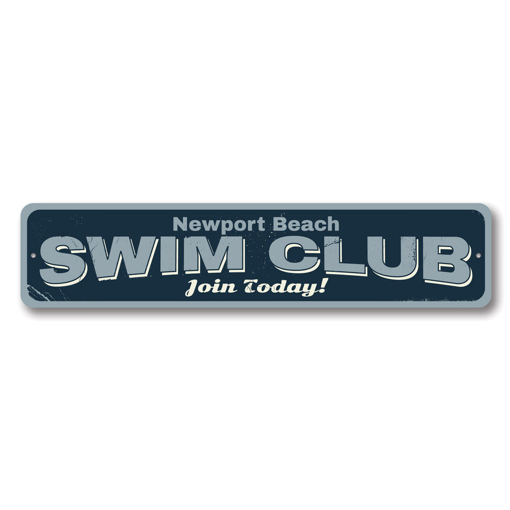 Swim Club Sign Aluminum Sign