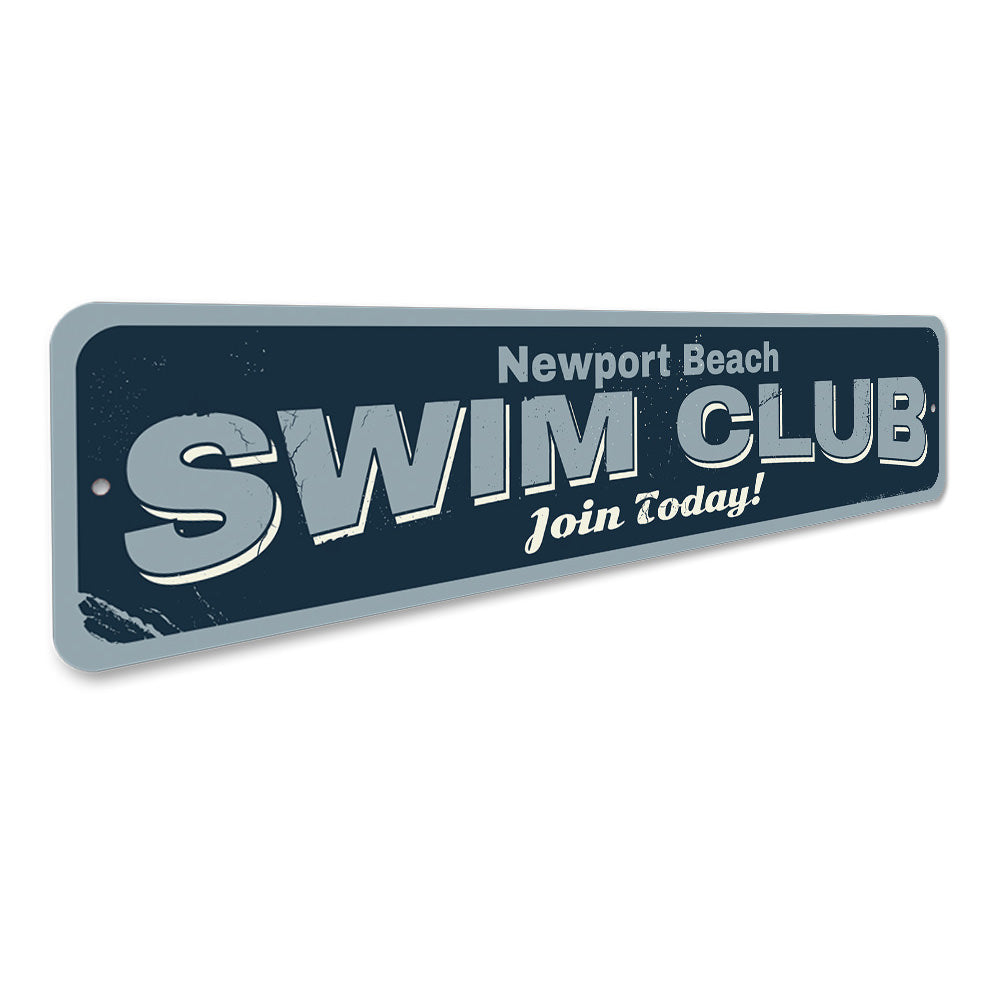 Swim Club Sign Aluminum Sign