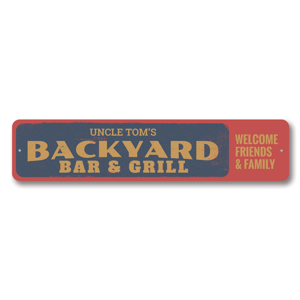 Backyard Bar & Grill Sign Aluminum Sign