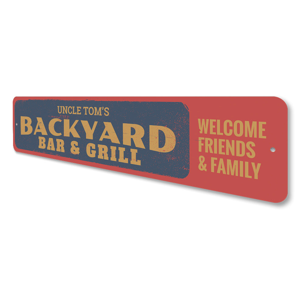 Backyard Bar & Grill Sign Aluminum Sign