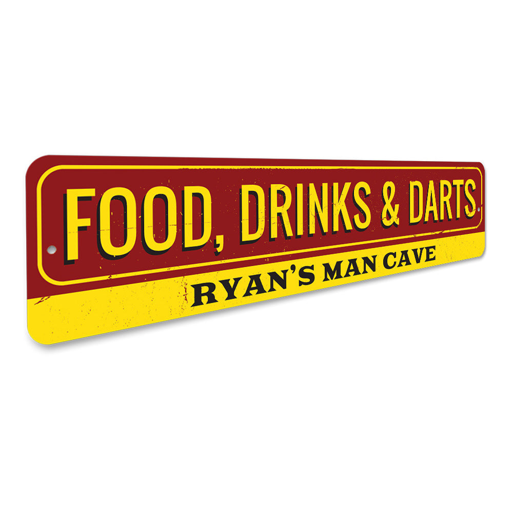 Food Drinks and Darts Sign Aluminum Sign