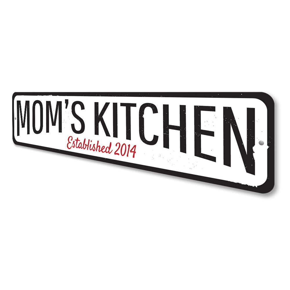 Mom's Kitchen Established Sign Aluminum Sign