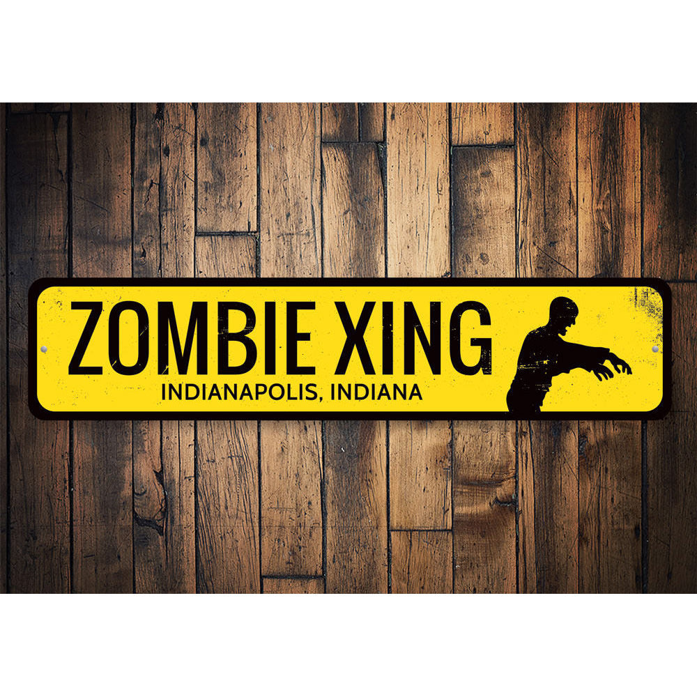 Zombie Crossing Sign Aluminum Sign