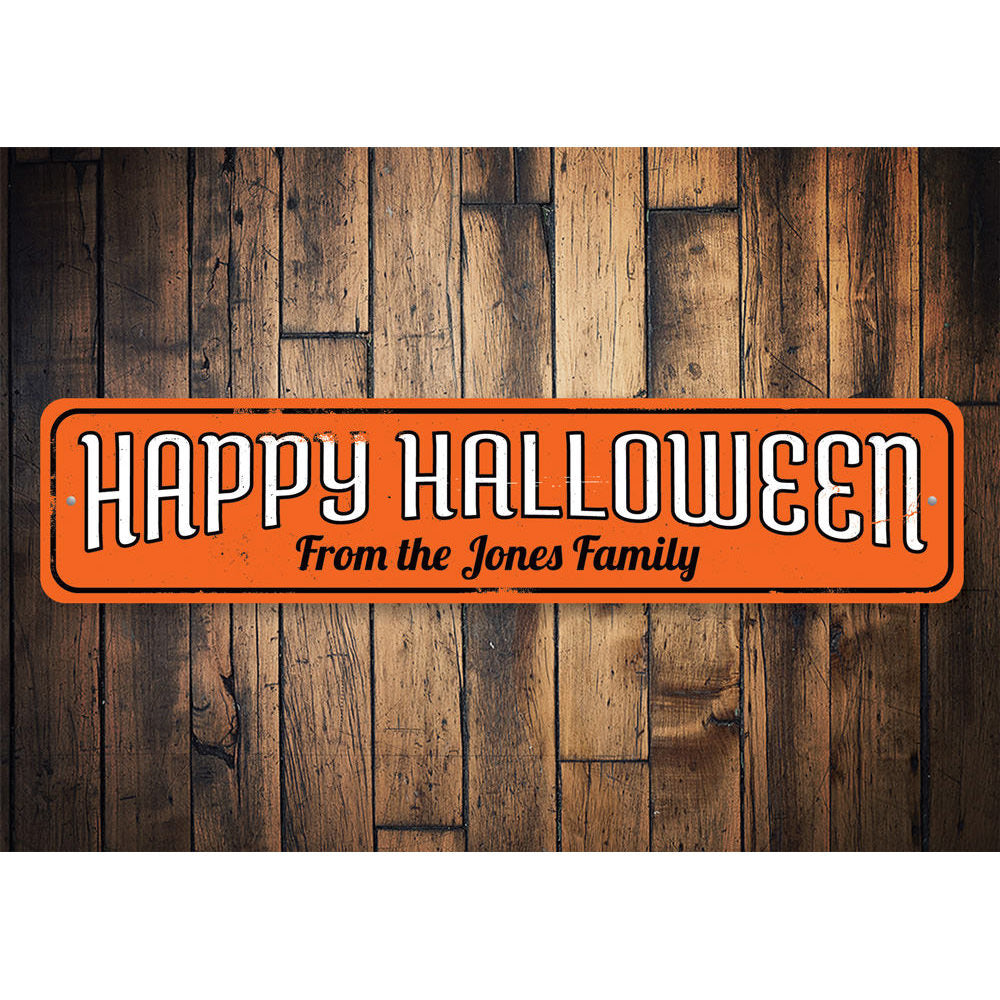 Family Name Happy Halloween Sign Aluminum Sign