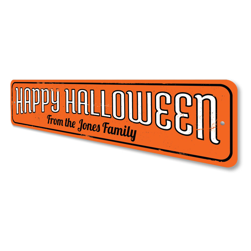 Family Name Happy Halloween Sign Aluminum Sign