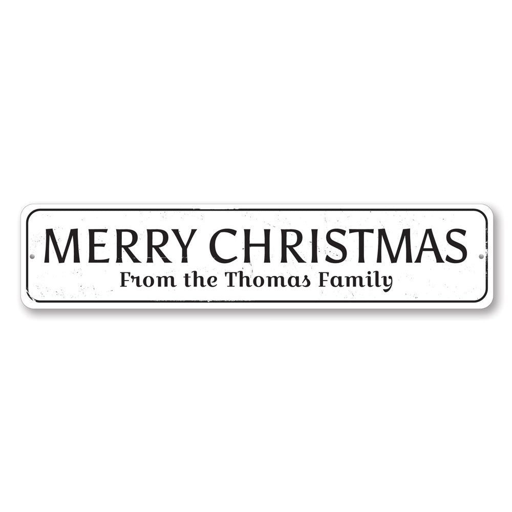 Merry Christmas Family Name Sign Aluminum Sign