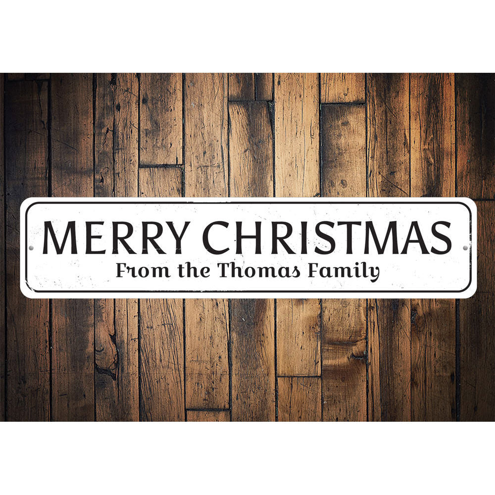 Merry Christmas Family Name Sign Aluminum Sign