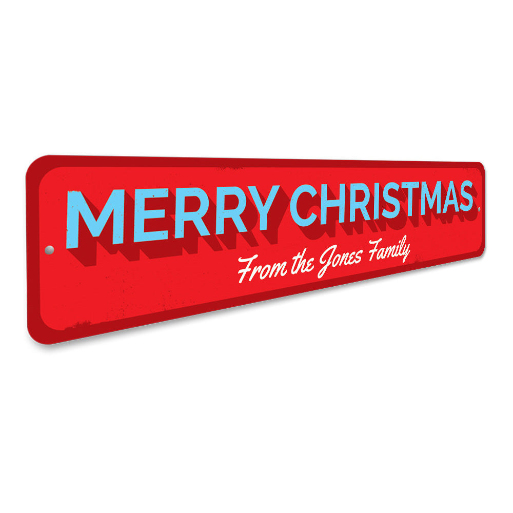 Merry Christmas Family Sign Aluminum Sign