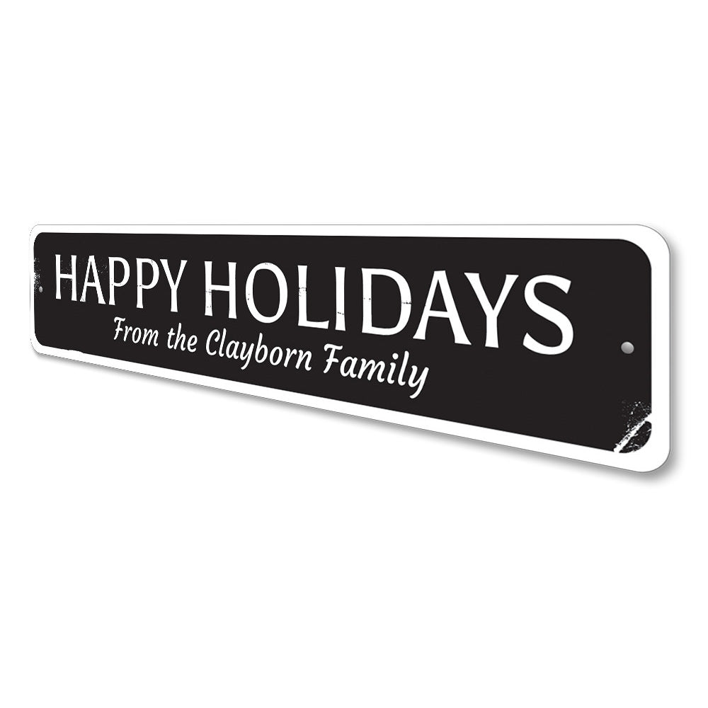 Happy Holidays Family Sign Aluminum Sign