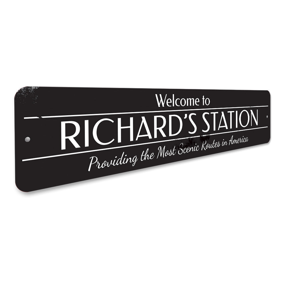 Train Station Welcome Sign Aluminum Sign